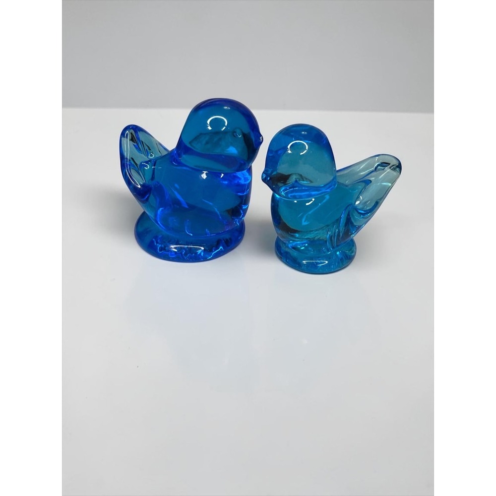 Vtg Bluebird of Happiness Decorative Glass Bird Figurine Set
